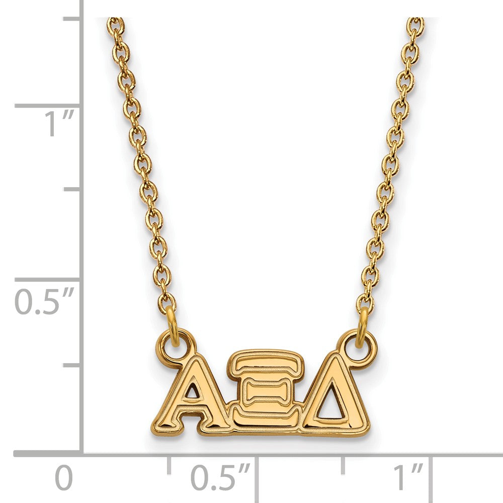 Alternate view of the 14K Plated Silver Alpha Xi Delta XS (Tiny) Greek Letters Necklace by The Black Bow Jewelry Co.