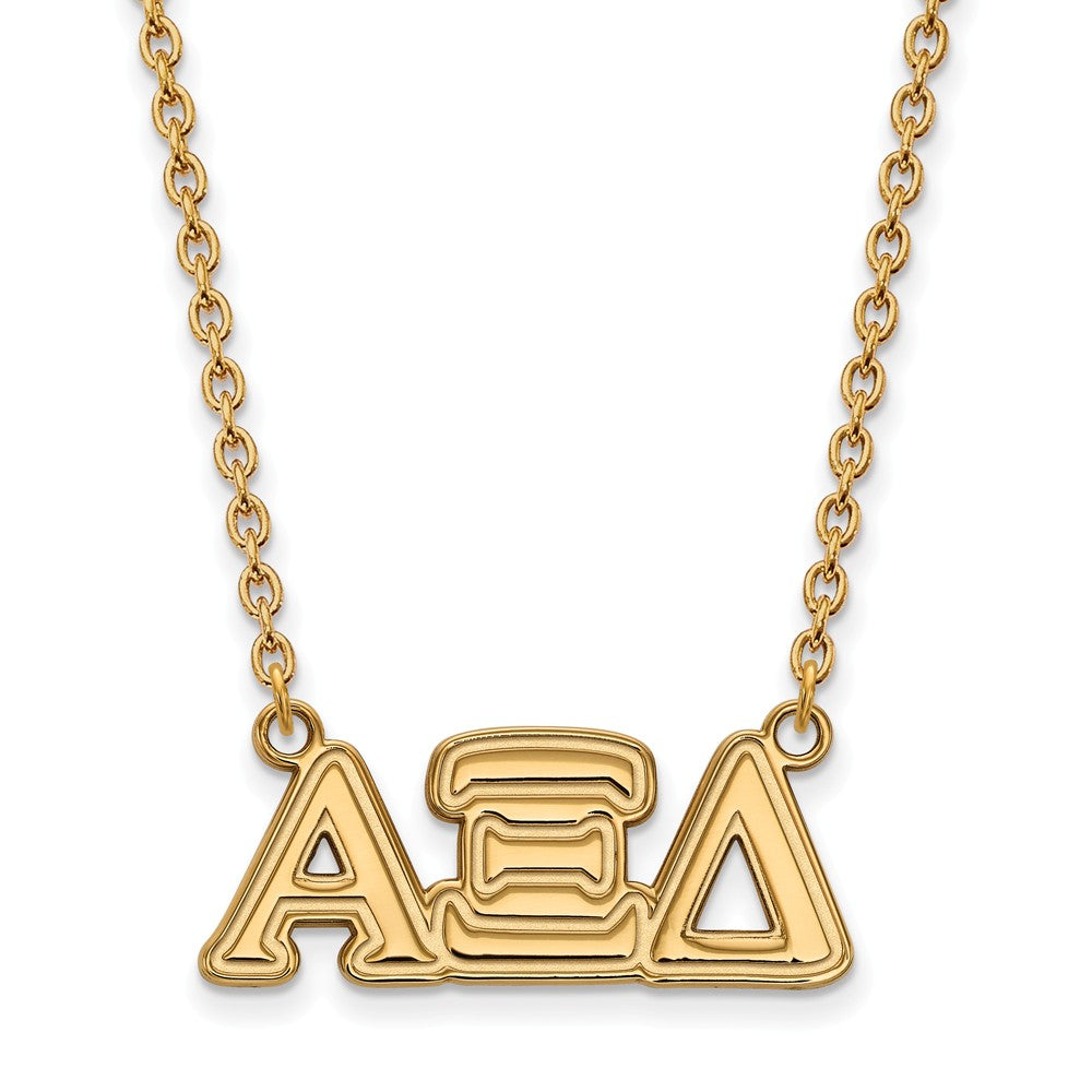 14K Plated Silver Alpha Xi Delta Medium Necklace, Item N15048 by The Black Bow Jewelry Co.