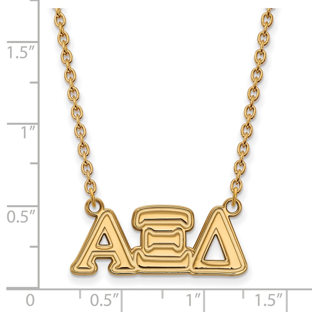 Alternate view of the 14K Plated Silver Alpha Xi Delta Medium Necklace by The Black Bow Jewelry Co.