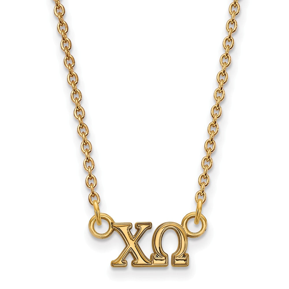 14K Plated Silver Chi Omega XS Tiny Greek Letters Necklace The