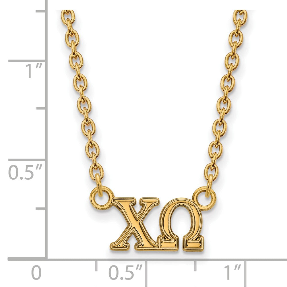 Alternate view of the 14K Plated Silver Chi Omega Medium Necklace by The Black Bow Jewelry Co.