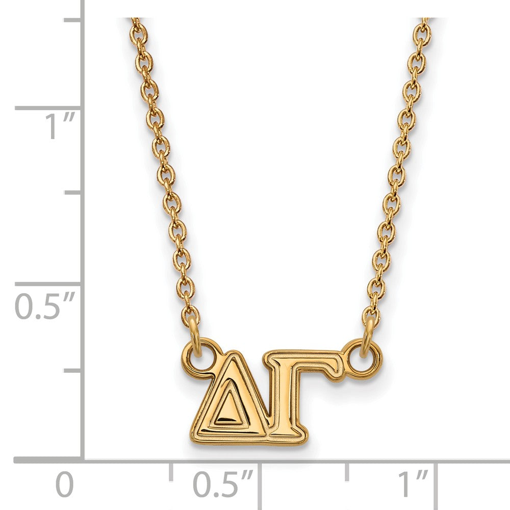 Alternate view of the 14K Plated Silver Delta Gamma Medium Necklace by The Black Bow Jewelry Co.