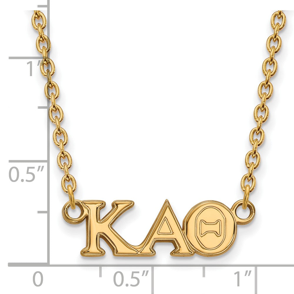 Alternate view of the 14K Plated Silver Kappa Alpha Theta Medium Necklace by The Black Bow Jewelry Co.