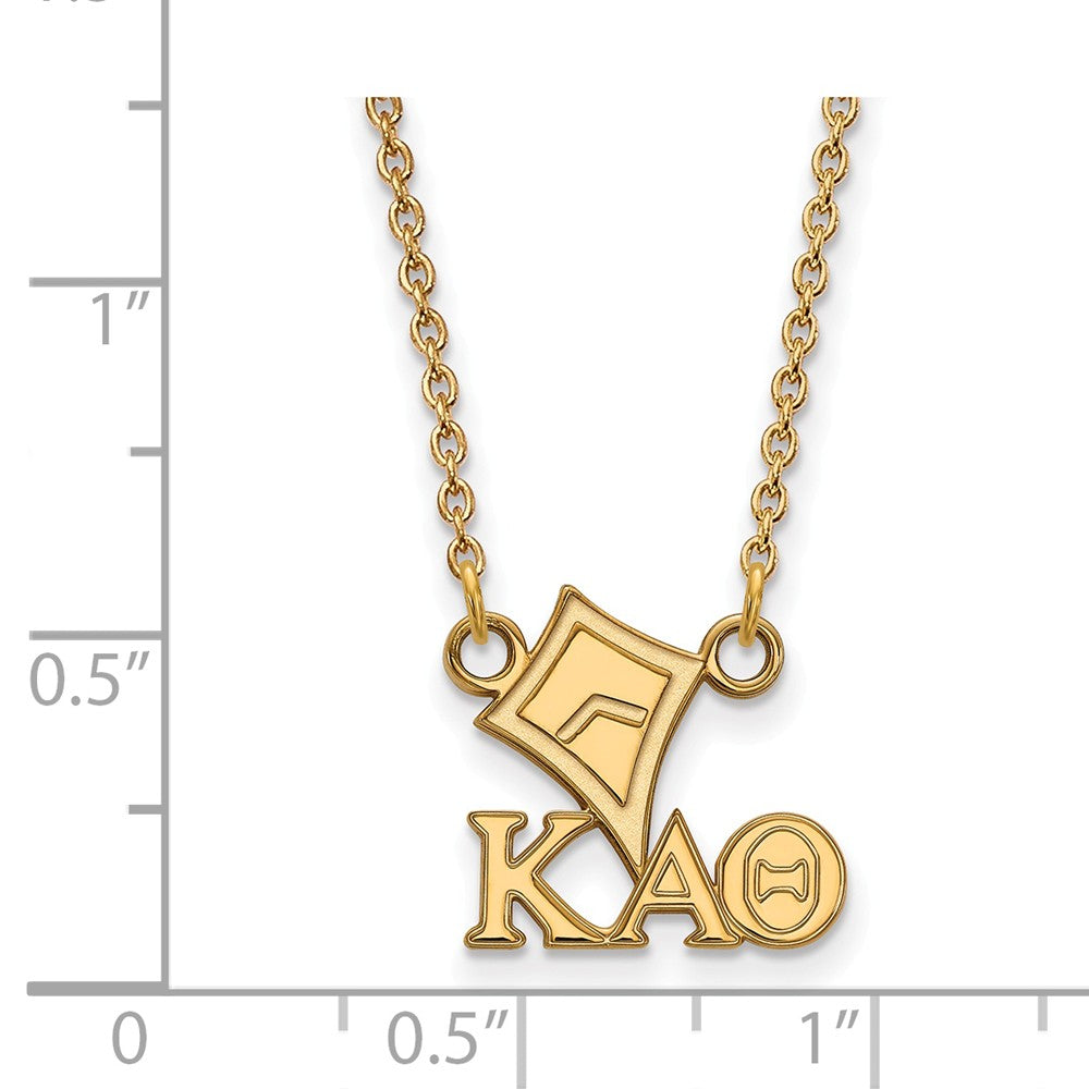 Alternate view of the 14K Plated Silver Kappa Alpha Theta XS (Tiny) Necklace by The Black Bow Jewelry Co.
