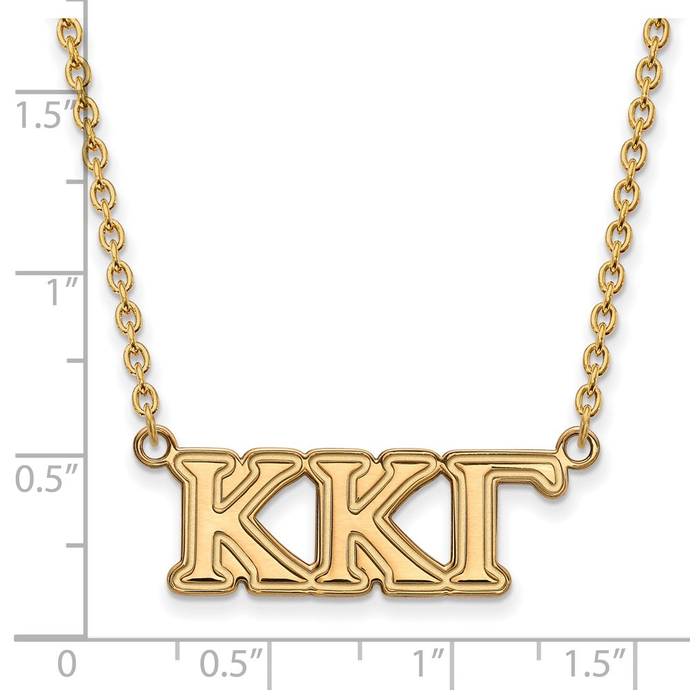Alternate view of the 14K Plated Silver Kappa Kappa Gamma Medium Necklace by The Black Bow Jewelry Co.