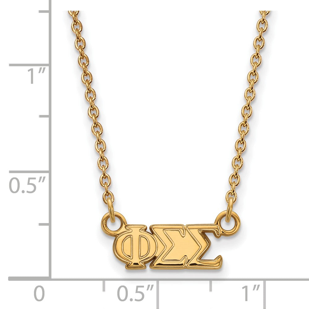 Alternate view of the 14K Plated Silver Phi Sigma Sigma XS (Tiny) Greek Letters Necklace by The Black Bow Jewelry Co.