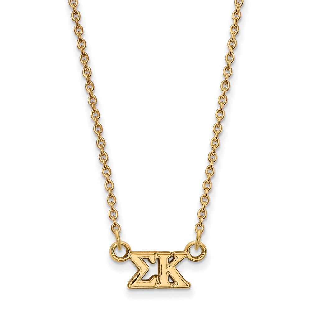 14K Plated Silver Sigma Kappa XS (Tiny) Greek Letters Necklace, Item N15083 by The Black Bow Jewelry Co.