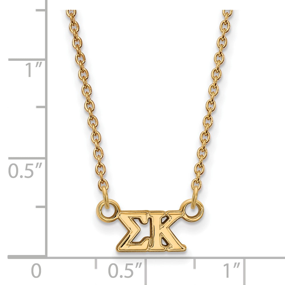 Alternate view of the 14K Plated Silver Sigma Kappa XS (Tiny) Greek Letters Necklace by The Black Bow Jewelry Co.