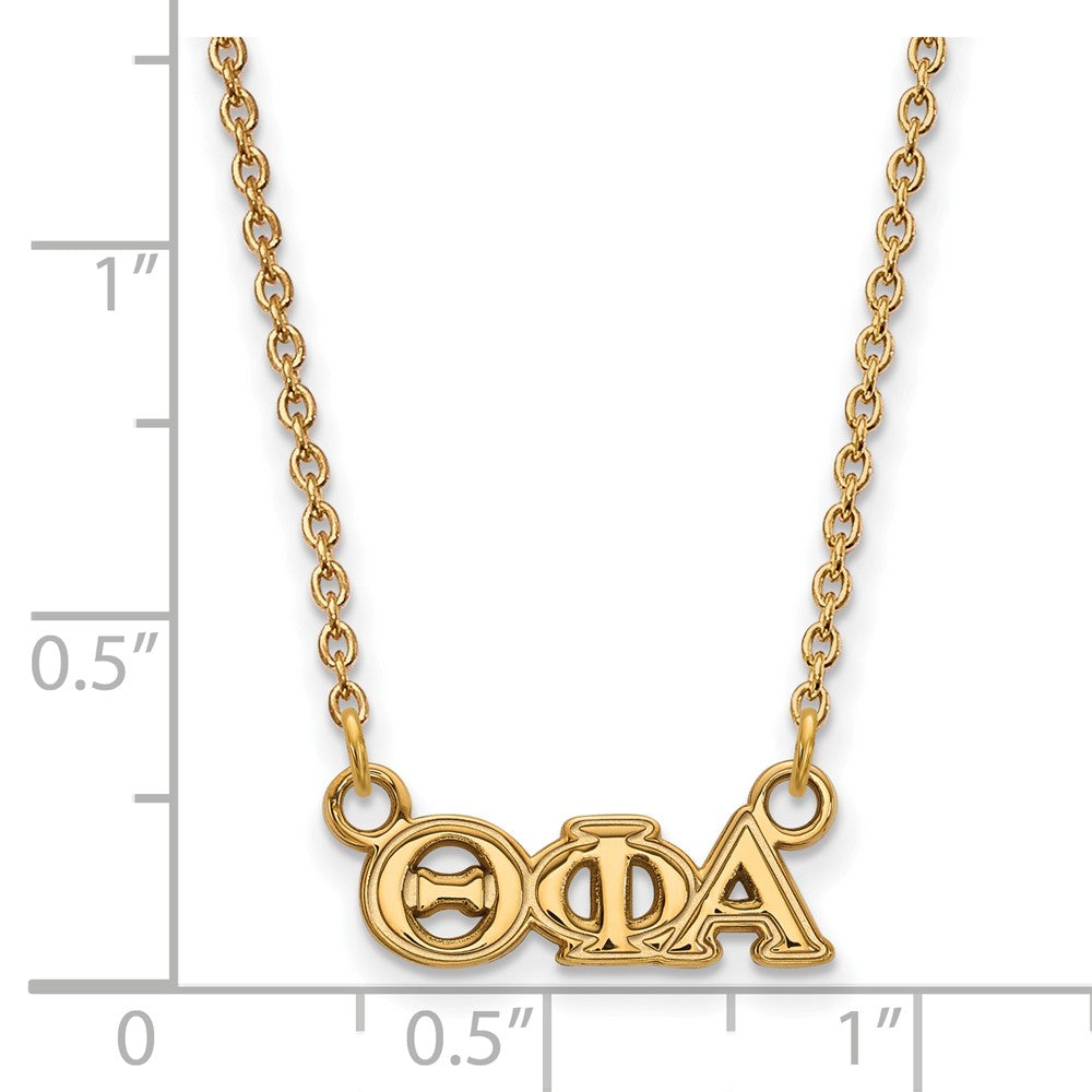 Alternate view of the 14K Plated Silver Theta Phi Alpha XS (Tiny) Greek Letters Necklace by The Black Bow Jewelry Co.