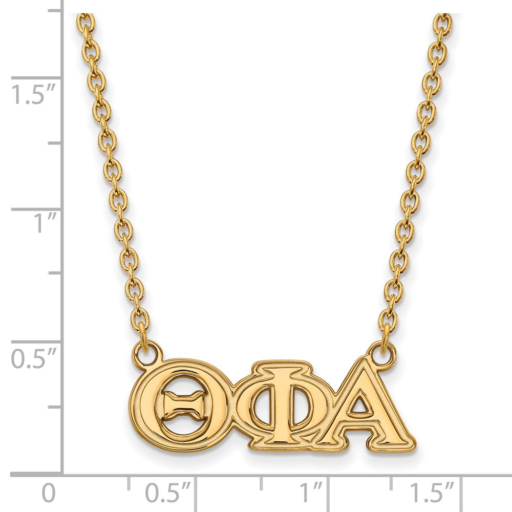 Alternate view of the 14K Plated Silver Theta Phi Alpha Medium Necklace by The Black Bow Jewelry Co.