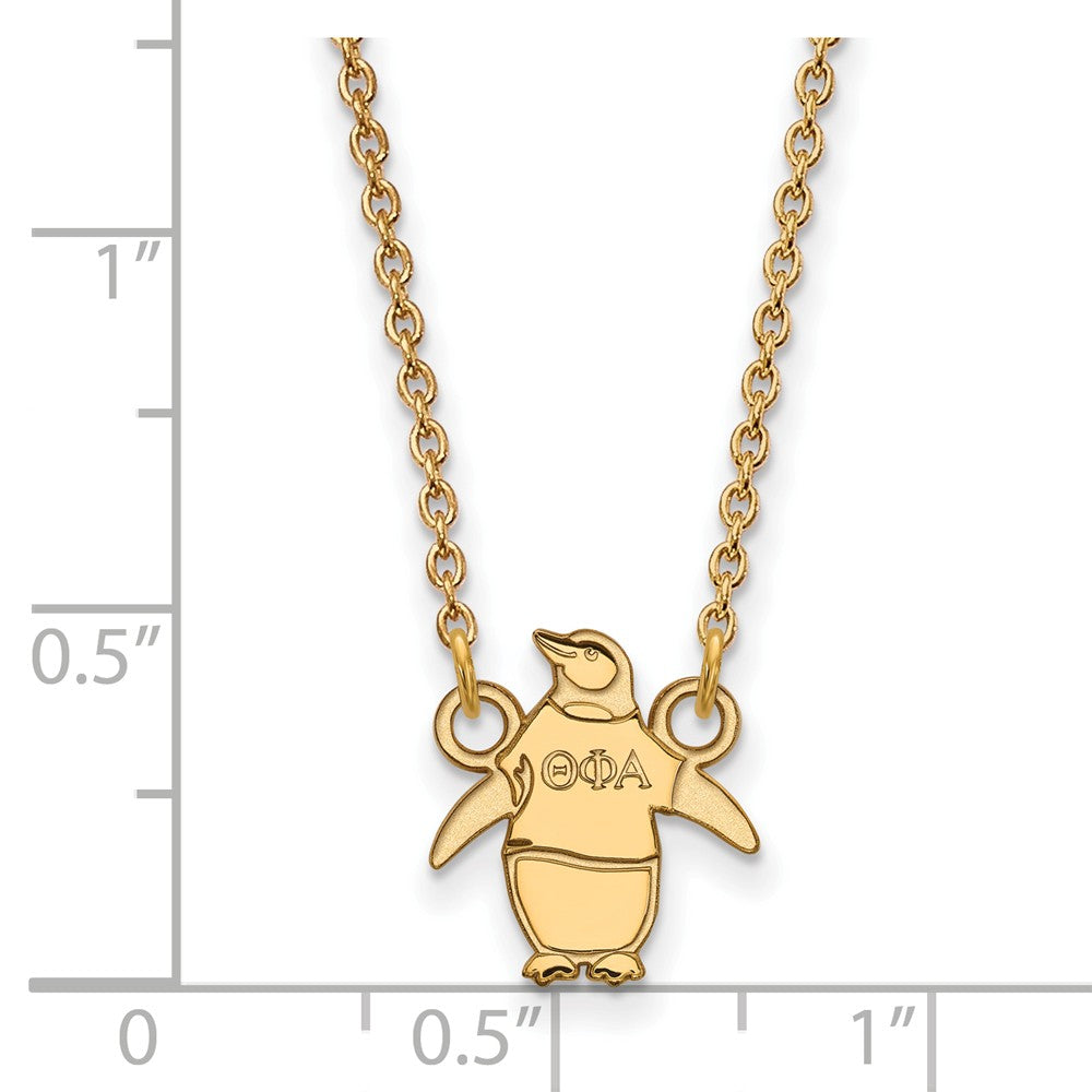 Alternate view of the 14K Plated Silver Theta Phi Alpha XS (Tiny) Necklace by The Black Bow Jewelry Co.