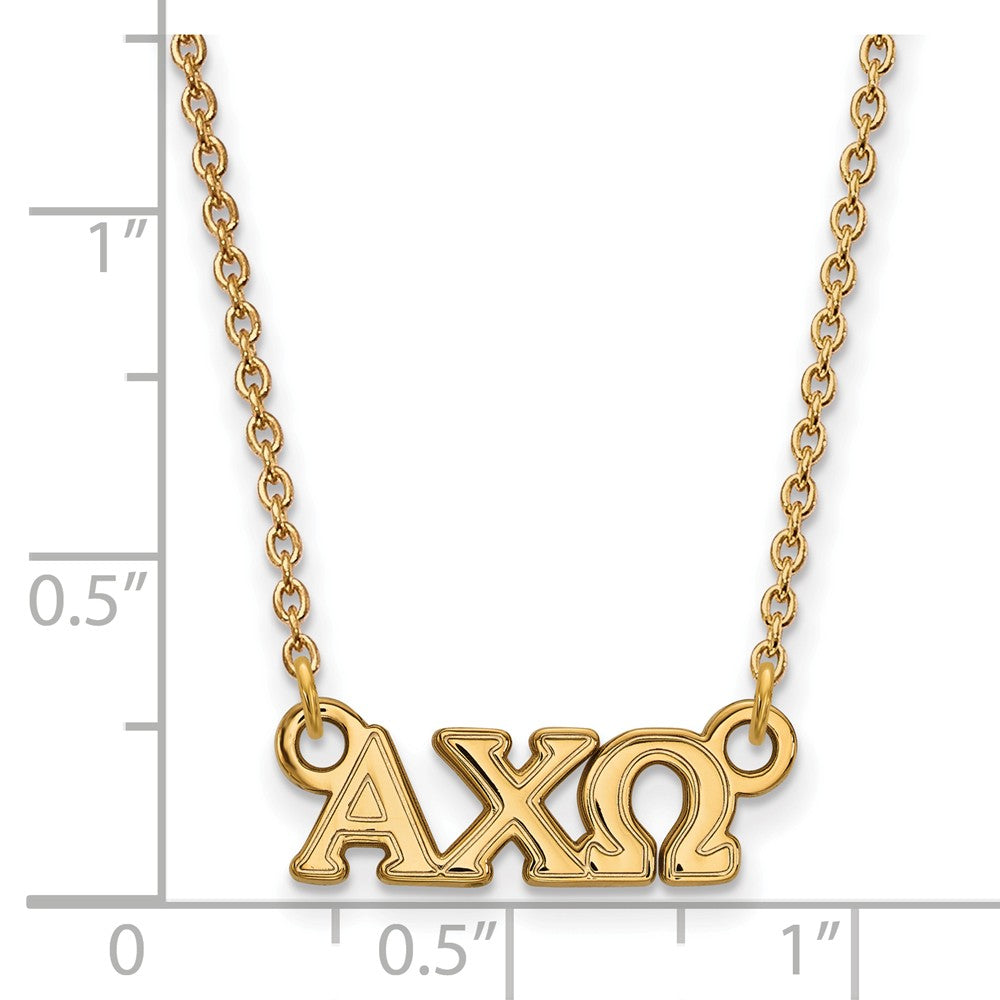 Alternate view of the 14K Plated Silver Alpha Chi Omega XS (Tiny) Necklace by The Black Bow Jewelry Co.