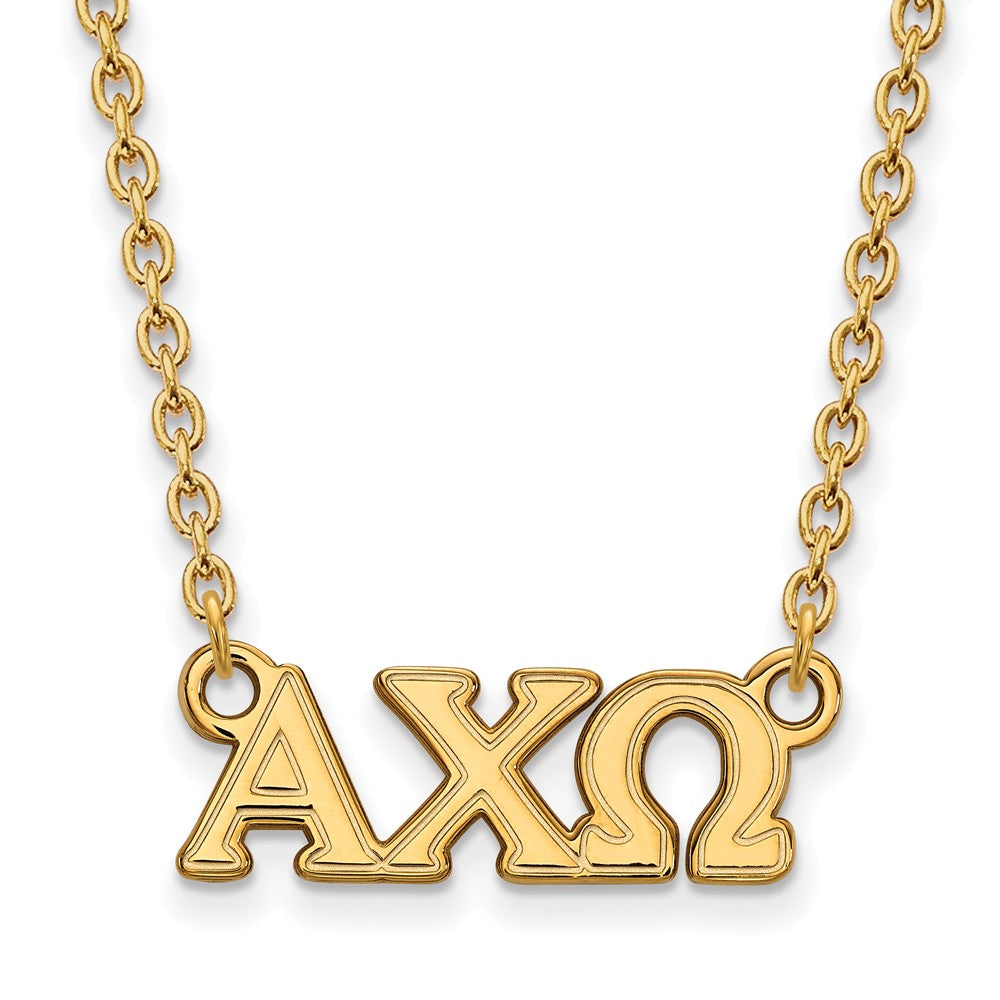 14K Plated Silver Alpha Chi Omega Small Greek Letters Necklace, Item N15095 by The Black Bow Jewelry Co.