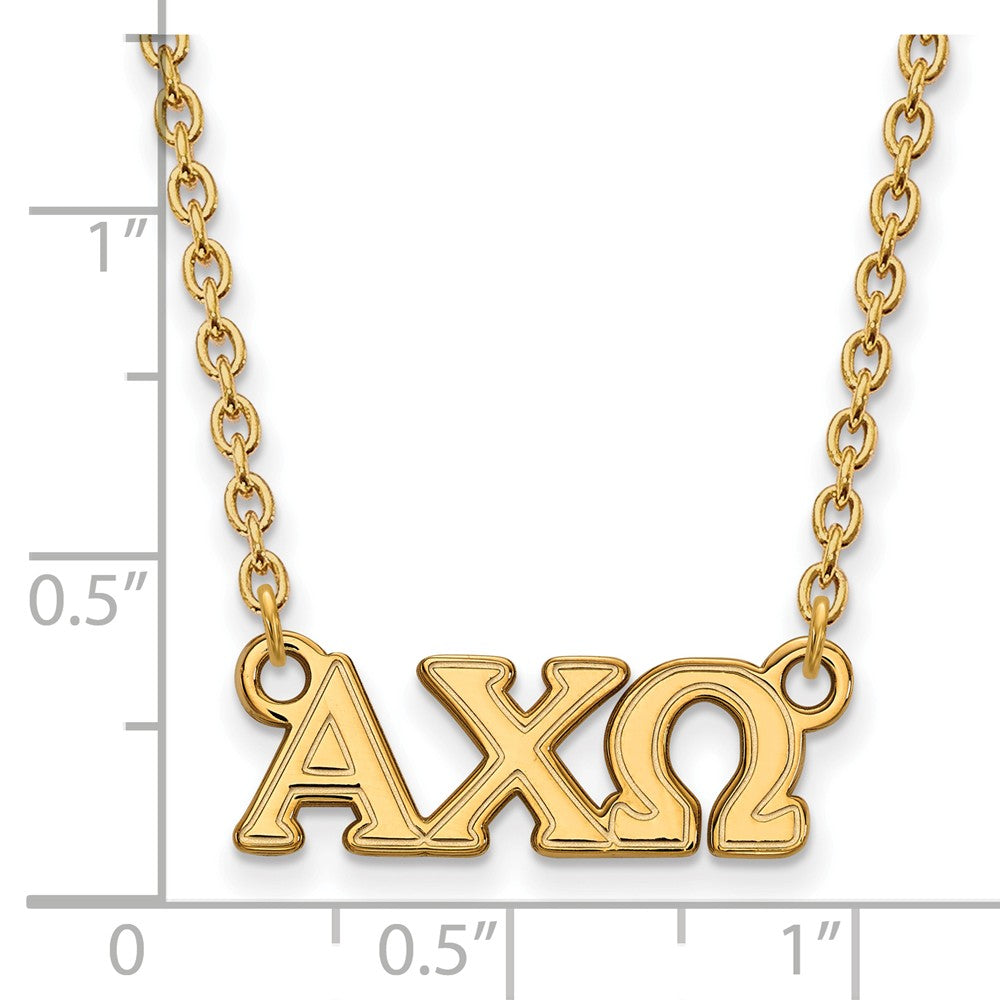 Alternate view of the 14K Plated Silver Alpha Chi Omega Small Greek Letters Necklace by The Black Bow Jewelry Co.