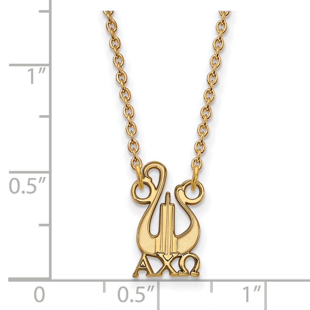 Alternate view of the 14K Plated Silver Alpha Chi Omega Small Necklace by The Black Bow Jewelry Co.