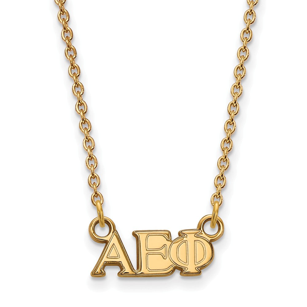 14K Plated Silver Alpha Epsilon Phi XS (Tiny) Greek Letters Necklace, Item N15097 by The Black Bow Jewelry Co.
