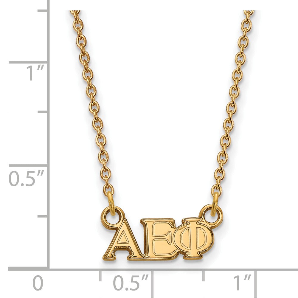 Alternate view of the 14K Plated Silver Alpha Epsilon Phi XS (Tiny) Greek Letters Necklace by The Black Bow Jewelry Co.