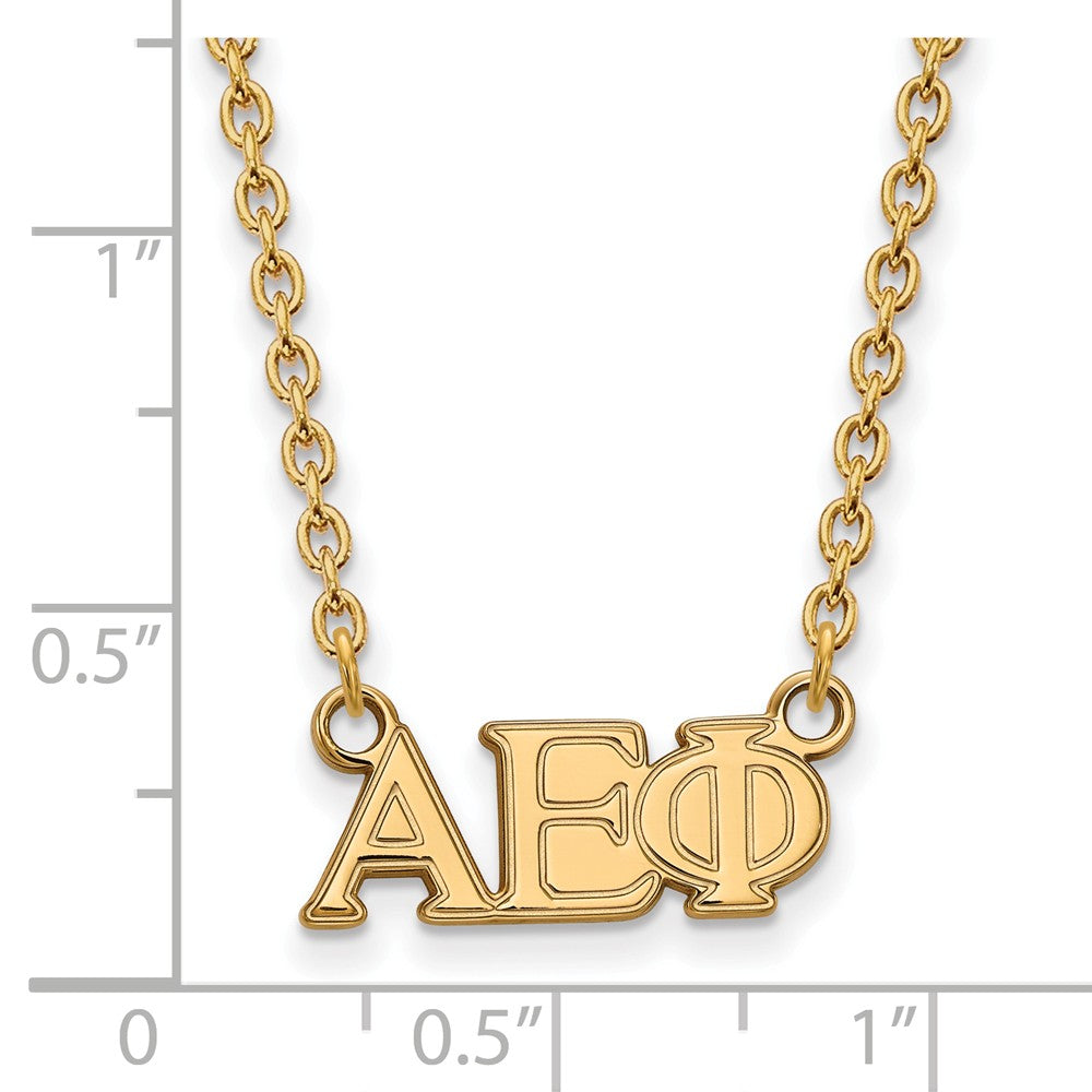 Alternate view of the 14K Plated Silver Alpha Epsilon Phi Medium Necklace by The Black Bow Jewelry Co.