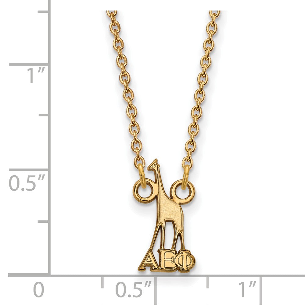 Alternate view of the 14K Plated Silver Alpha Epsilon Phi XS (Tiny) Necklace by The Black Bow Jewelry Co.