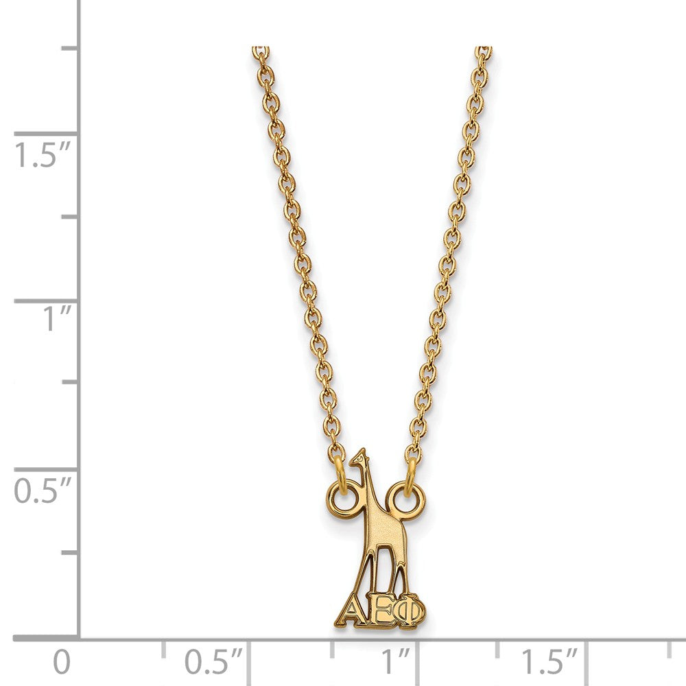 Alternate view of the 14K Plated Silver Alpha Epsilon Phi XS (Tiny) Necklace by The Black Bow Jewelry Co.