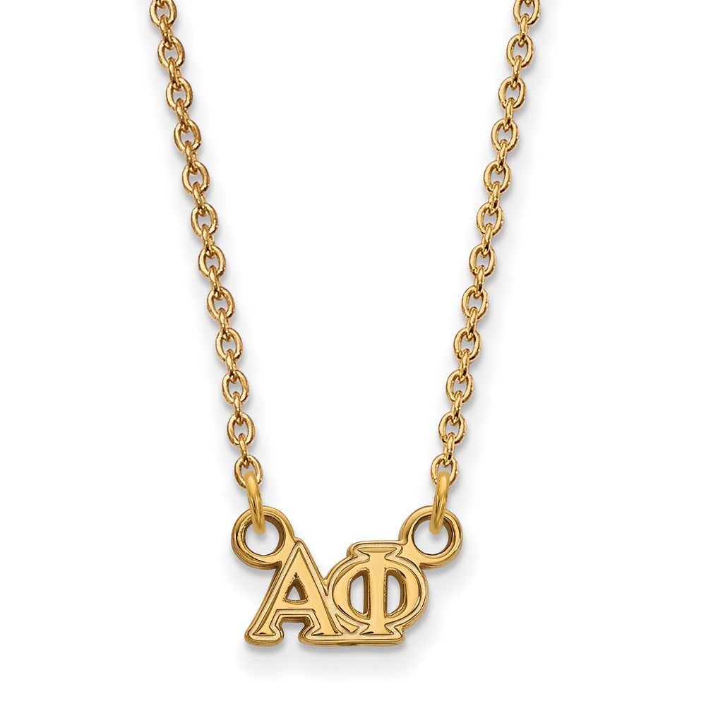 14K Plated Silver Alpha Phi XS (Tiny) Greek Letters Necklace, Item N15100 by The Black Bow Jewelry Co.