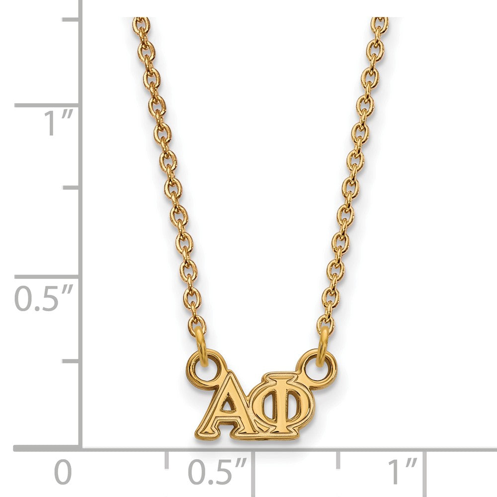 Alternate view of the 14K Plated Silver Alpha Phi XS (Tiny) Greek Letters Necklace by The Black Bow Jewelry Co.