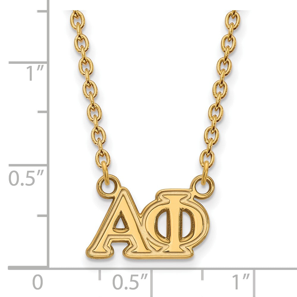 Alternate view of the 14K Plated Silver Alpha Phi Medium Necklace by The Black Bow Jewelry Co.