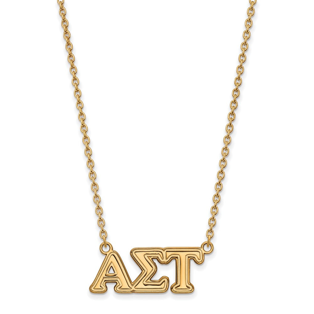 14K Plated Silver Alpha Sigma Tau Medium Necklace, Item N15104 by The Black Bow Jewelry Co.