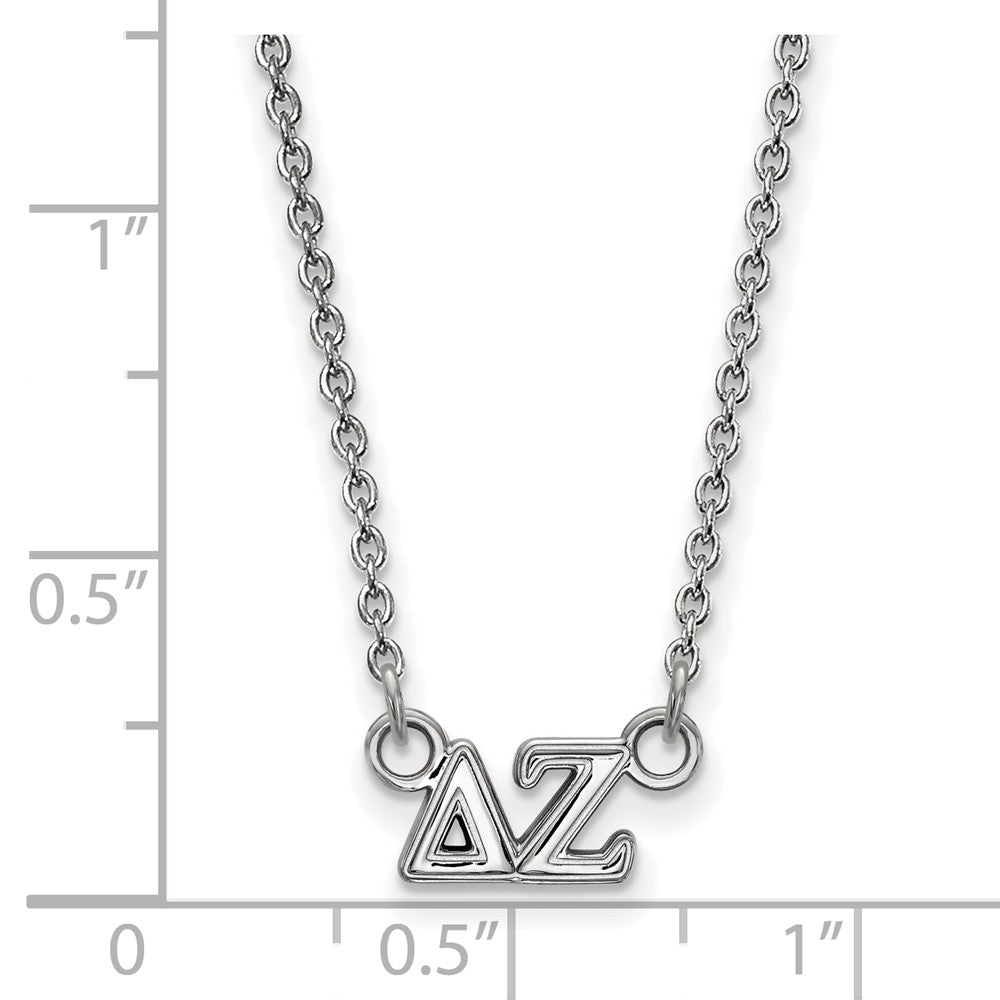 Alternate view of the Sterling Silver Delta Zeta XS (Tiny) Greek Letters Necklace by The Black Bow Jewelry Co.