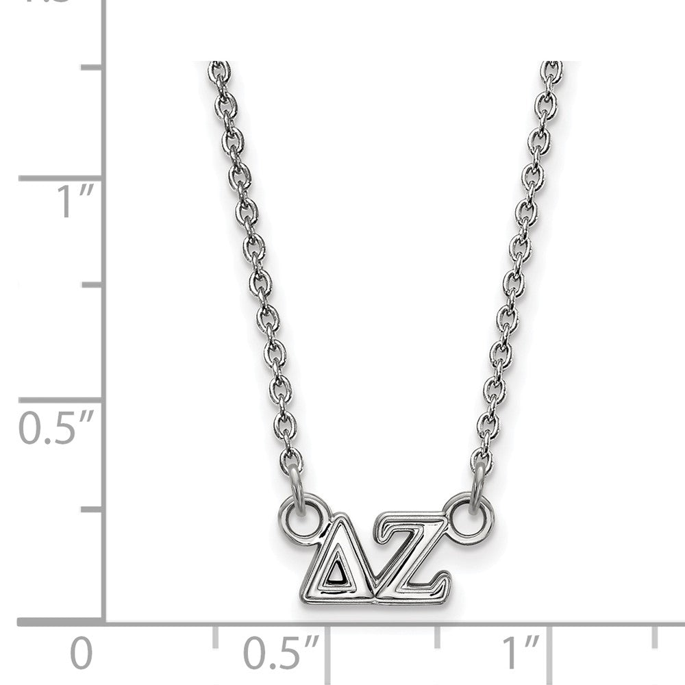 Alternate view of the Sterling Silver Delta Zeta XS (Tiny) Greek Letters Necklace by The Black Bow Jewelry Co.