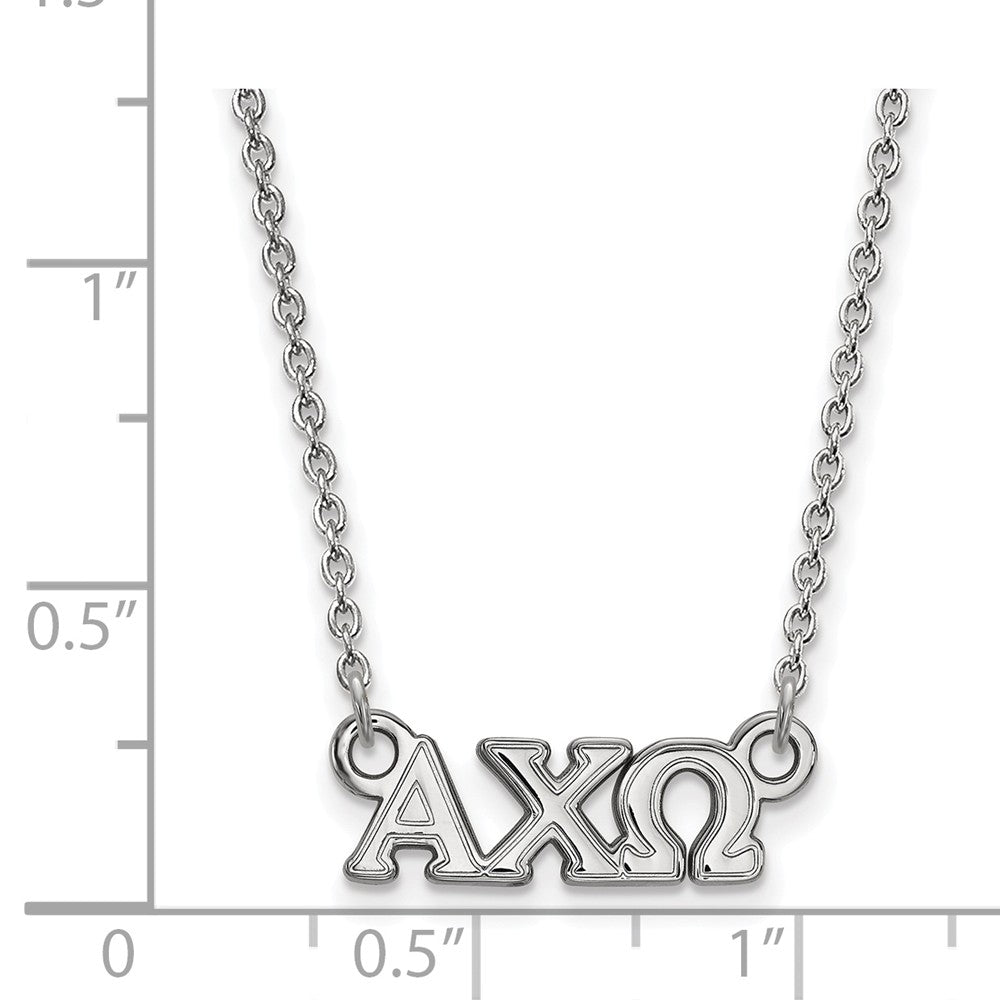 Alternate view of the Sterling Silver Alpha Chi Omega XS (Tiny) Necklace by The Black Bow Jewelry Co.