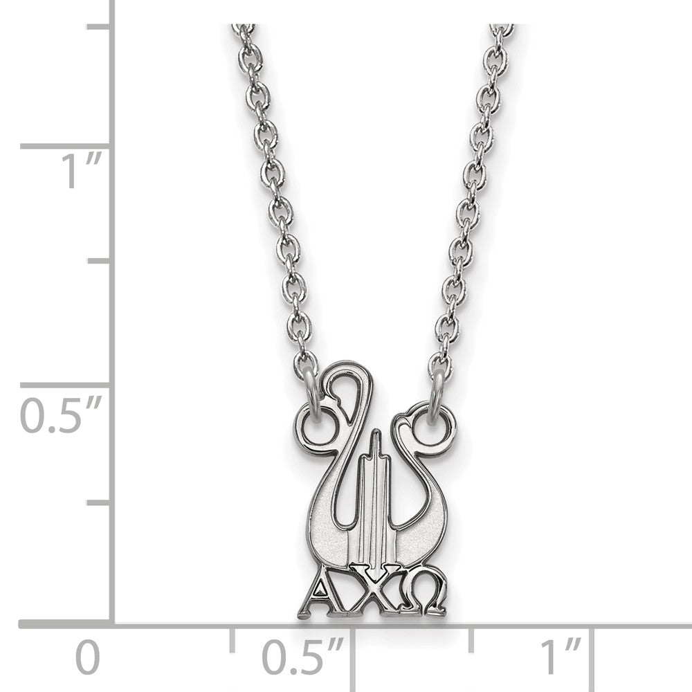 Alternate view of the Sterling Silver Alpha Chi Omega Small Necklace by The Black Bow Jewelry Co.