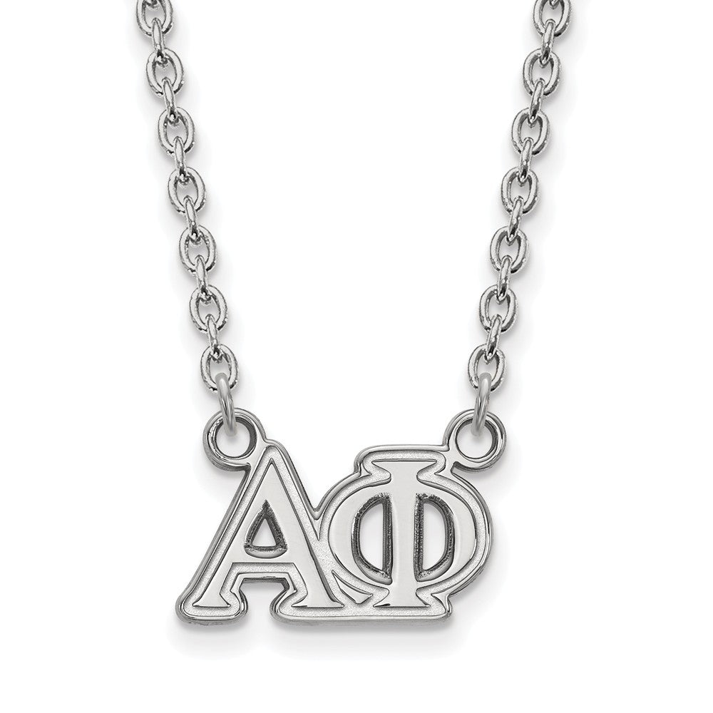 Sterling Silver Alpha Phi Medium Necklace, Item N15130 by The Black Bow Jewelry Co.