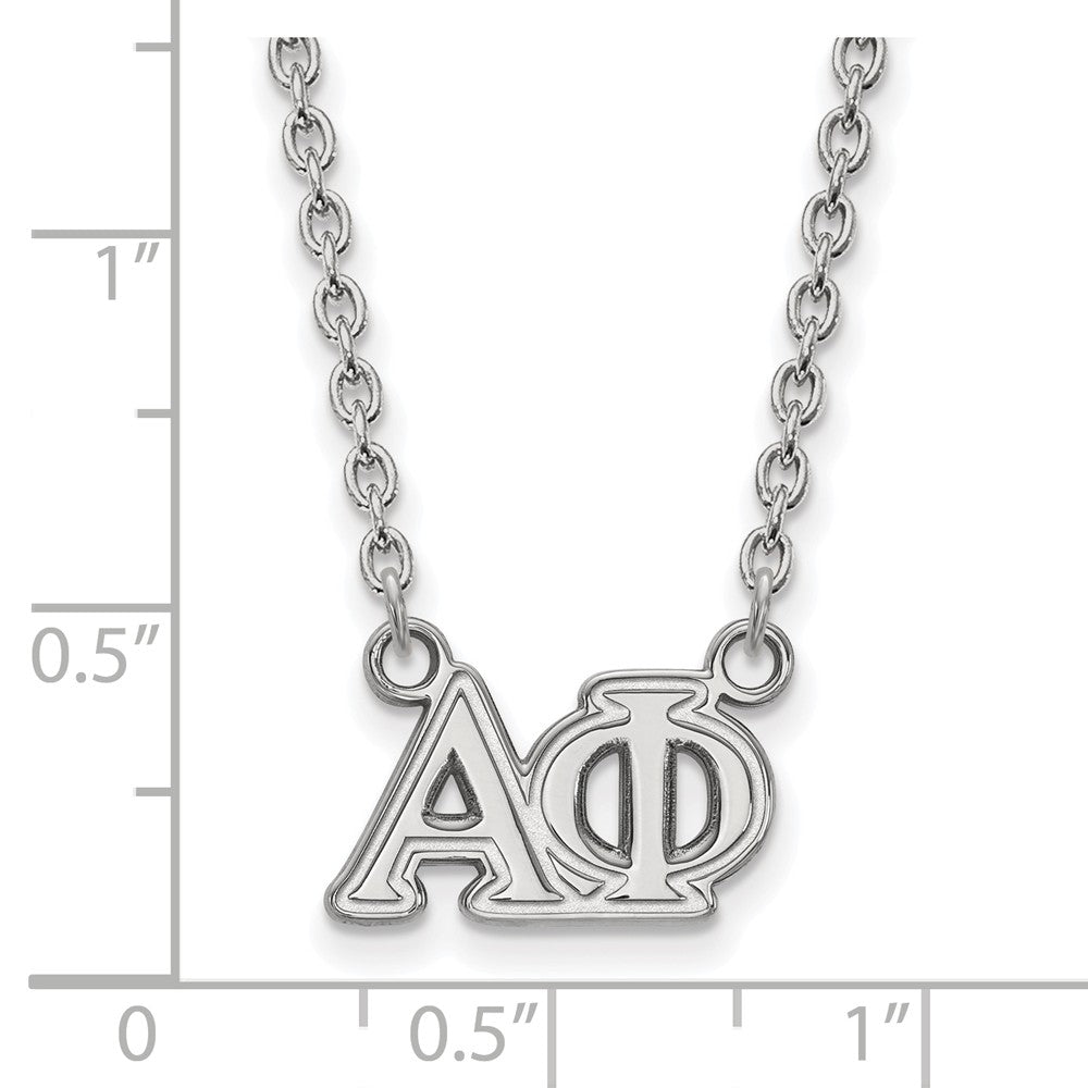 Alternate view of the Sterling Silver Alpha Phi Medium Necklace by The Black Bow Jewelry Co.