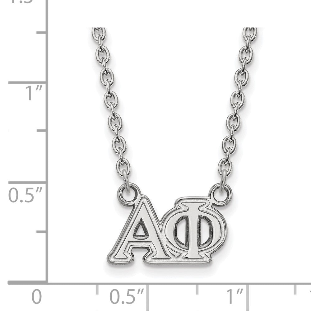 Alternate view of the Sterling Silver Alpha Phi Medium Necklace by The Black Bow Jewelry Co.
