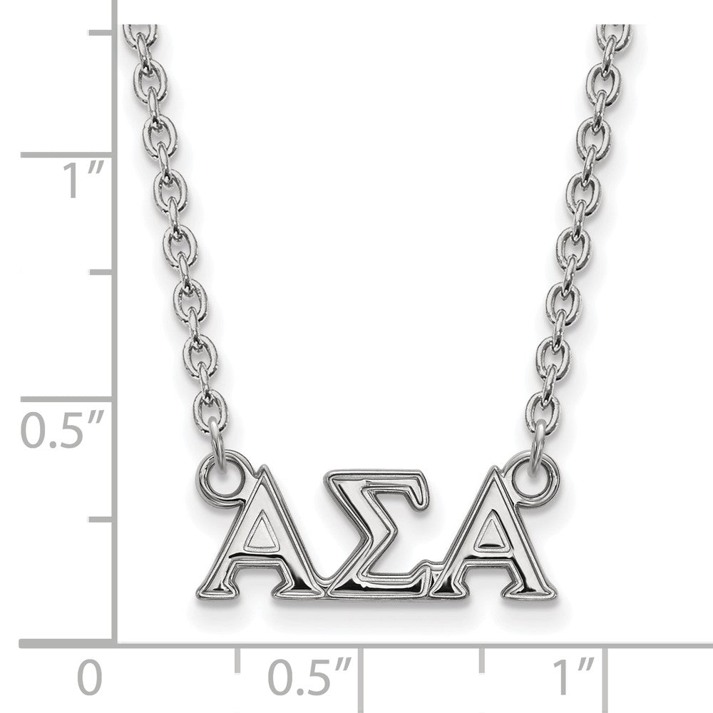 Alternate view of the Sterling Silver Alpha Sigma Alpha Medium Necklace by The Black Bow Jewelry Co.