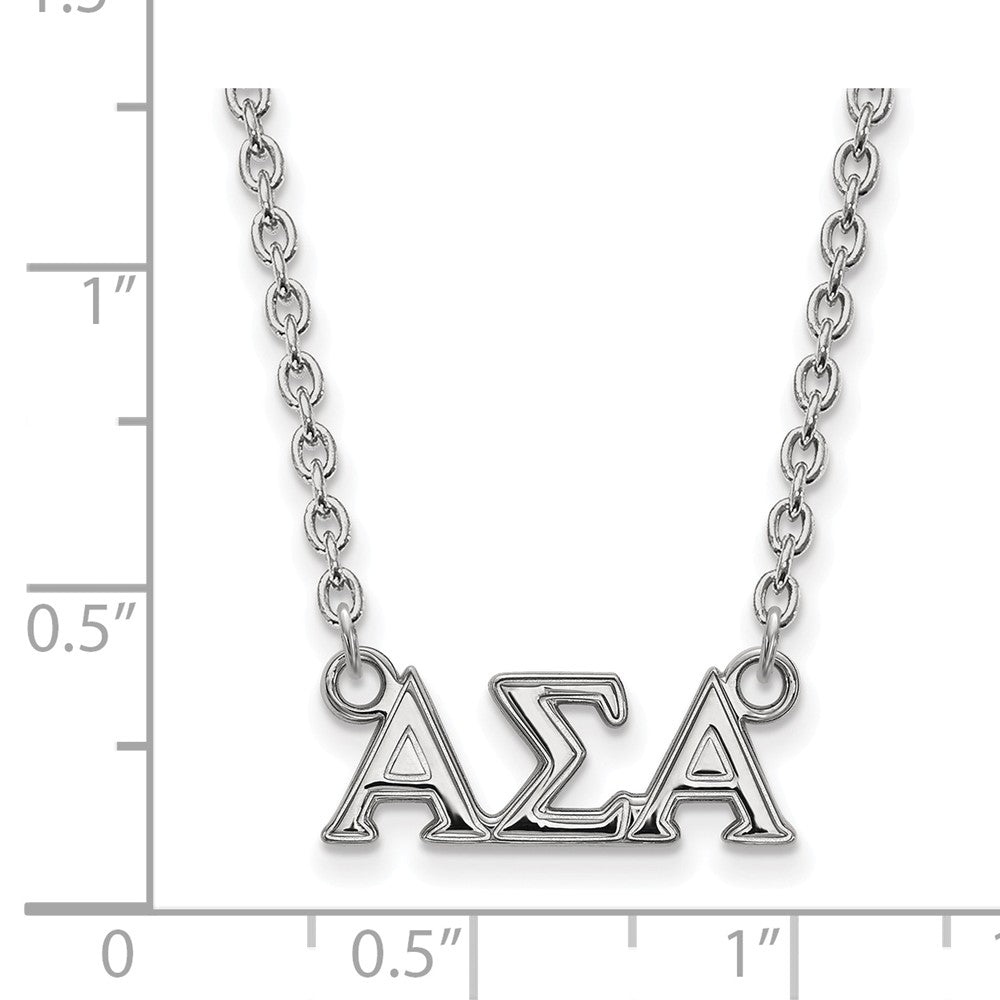 Alternate view of the Sterling Silver Alpha Sigma Alpha Medium Necklace by The Black Bow Jewelry Co.