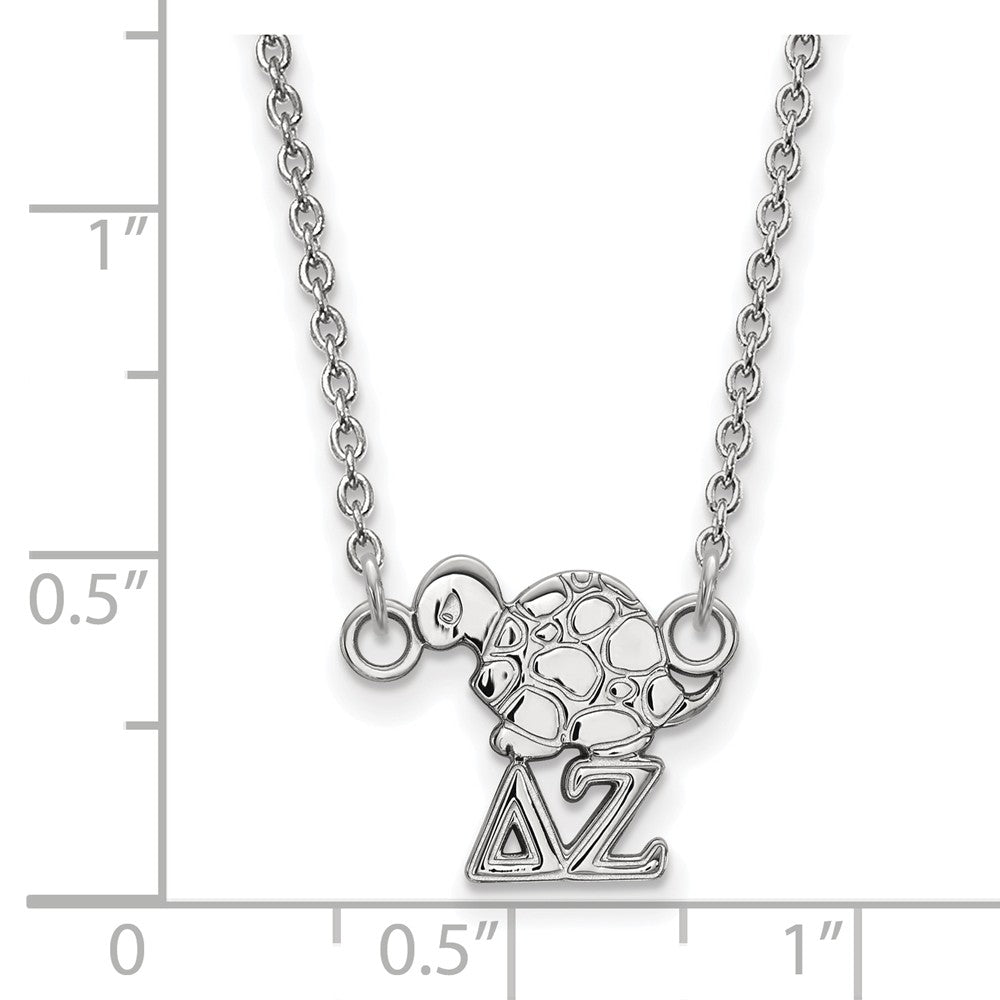 Alternate view of the Sterling Silver Delta Zeta XS (Tiny) Necklace by The Black Bow Jewelry Co.