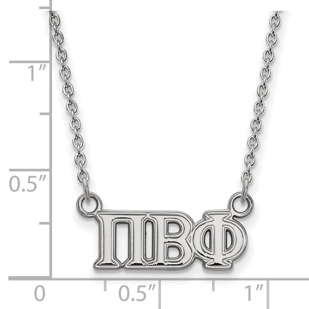 Alternate view of the Sterling Silver Pi Beta Phi Medium Necklace by The Black Bow Jewelry Co.