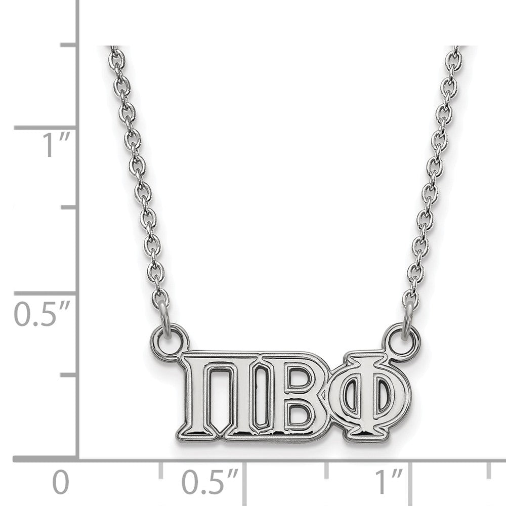 Alternate view of the Sterling Silver Pi Beta Phi Medium Necklace by The Black Bow Jewelry Co.