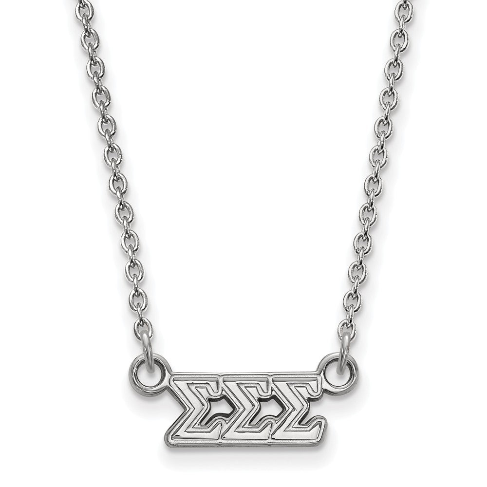 Sterling Silver Sigma Sigma Sigma XS (Tiny) Greek Letters Necklace, Item N15182 by The Black Bow Jewelry Co.
