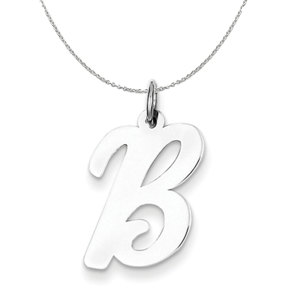 Silver Madison Collection LG Classic Script Initial B Necklace, Item N15238 by The Black Bow Jewelry Co.