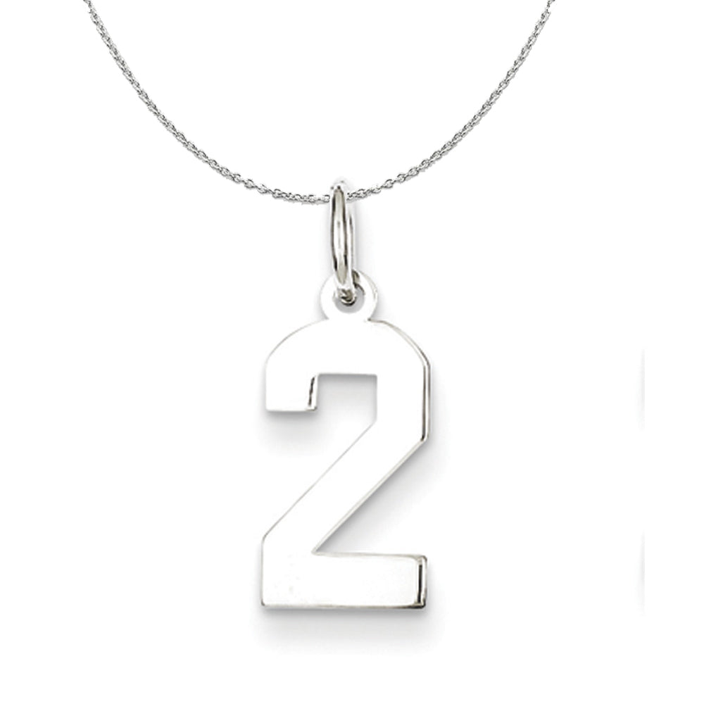 Sterling Silver, Athletic Collection, Small Polished Number 2 Necklace, Item N15279 by The Black Bow Jewelry Co.