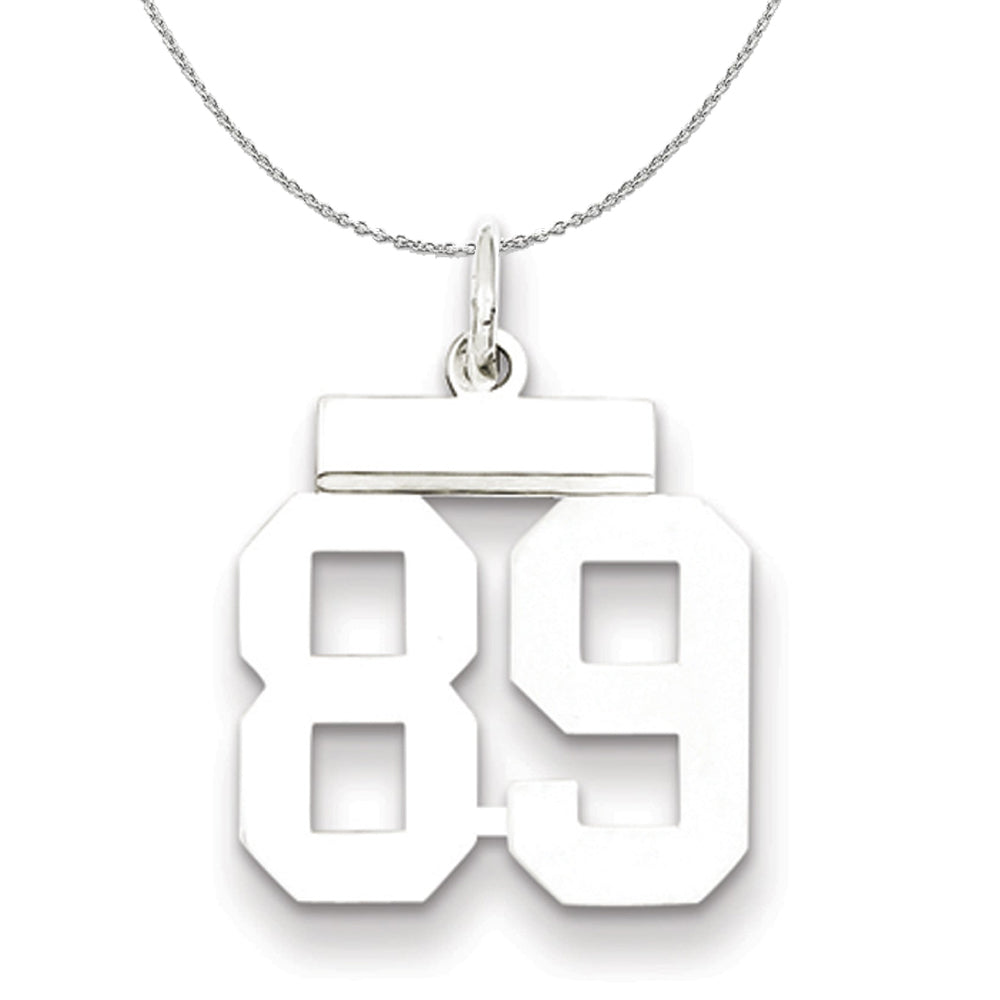 Silver, Athletic Collection, Small Polished Number 89 Necklace, Item N15355 by The Black Bow Jewelry Co.