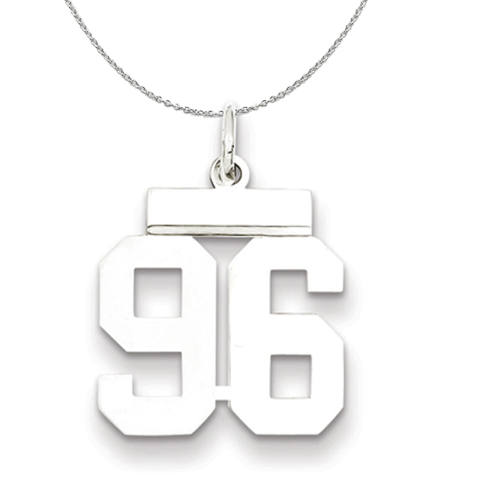 Silver, Athletic Collection, Small Polished Number 96 Necklace