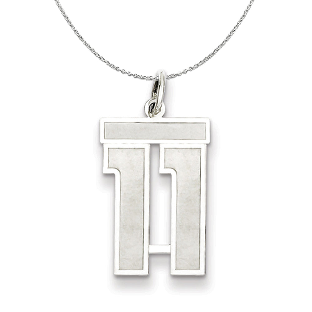 Sterling Silver, Jersey Collection, Medium Number 11 Necklace, Item N15478 by The Black Bow Jewelry Co.