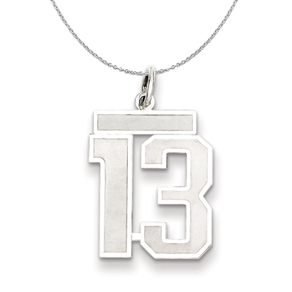 Sterling Silver, Jersey Collection, Medium Number 13 Necklace, Item N15480 by The Black Bow Jewelry Co.