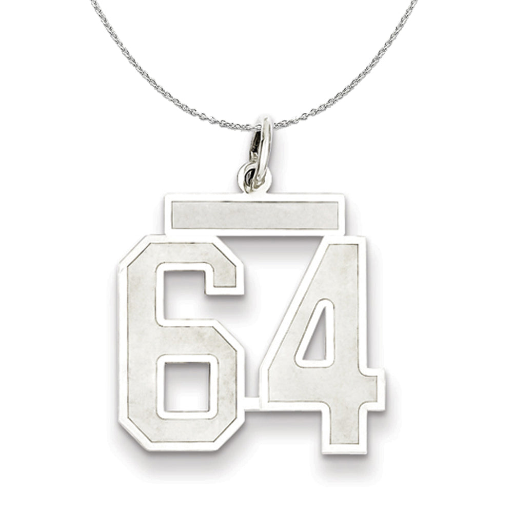 Sterling Silver, Jersey Collection, Medium Number 64 Necklace, Item N15536 by The Black Bow Jewelry Co.