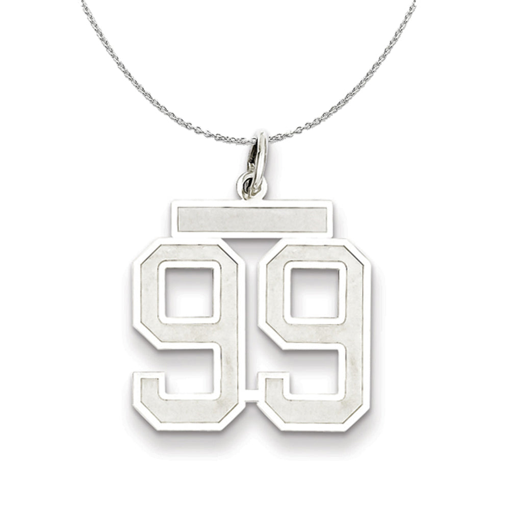 Sterling Silver, Jersey Collection, Medium Number 99 Pendant by The Black Bow Jewelry Co.