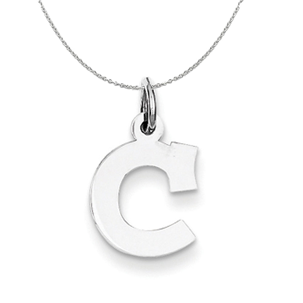 Silver, Amanda Collection Small Block Style Initial C Necklace, Item N15582 by The Black Bow Jewelry Co.
